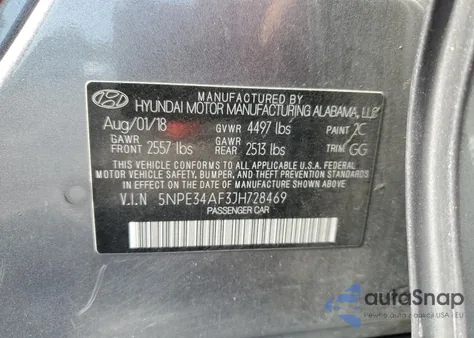 2018 Hyundai Sonata Sport из США, поврежденный, VIN 5NPE34AF3JH728469